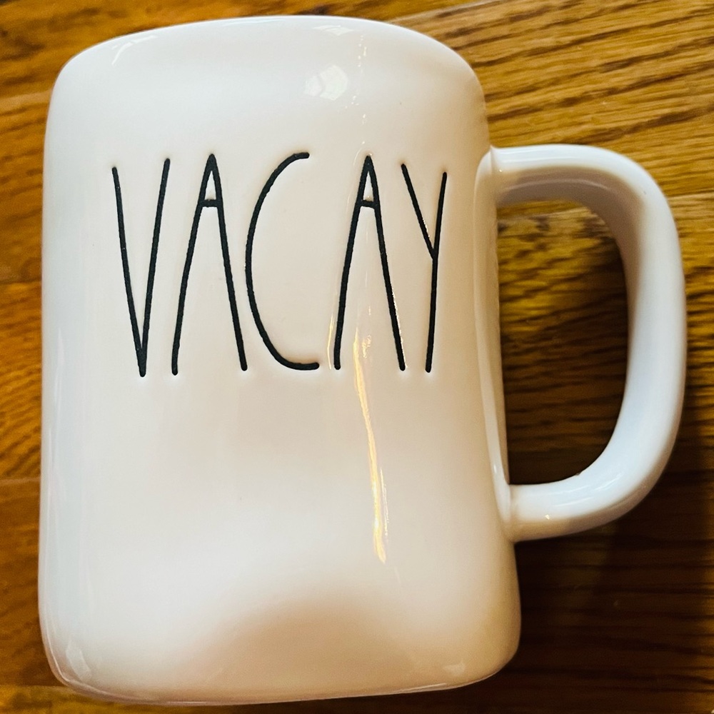 New Rae Dunn Vacay Coffee Mug w/orange interior, NWOT